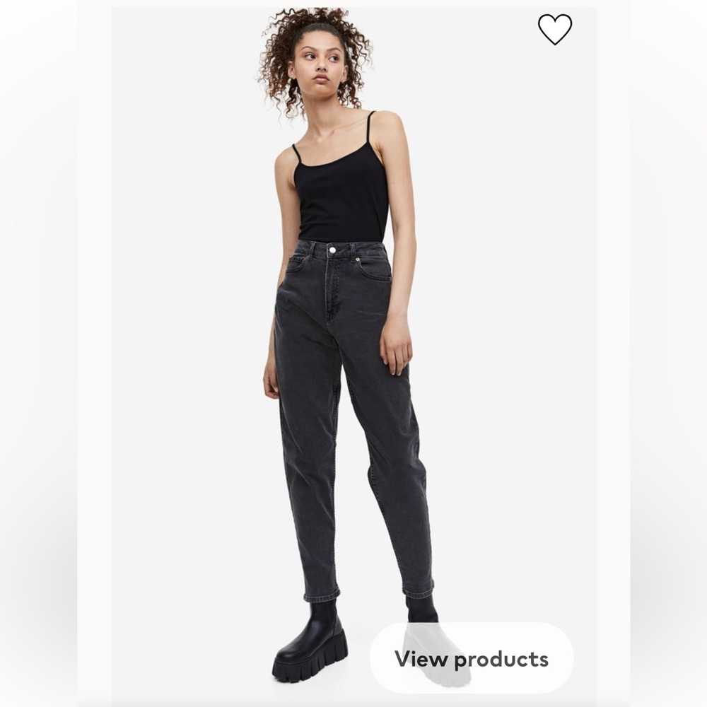 ❤️16 H&M Black High Waisted Mom Jeans Ankle Length Stretch Size 2 NWT Gray Wash